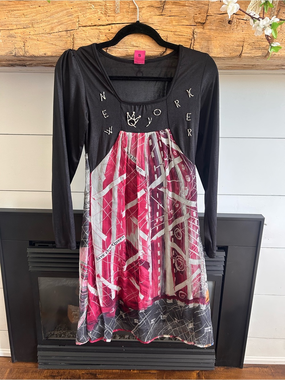 Save The Queen Black and Pink Printed Mini Dress